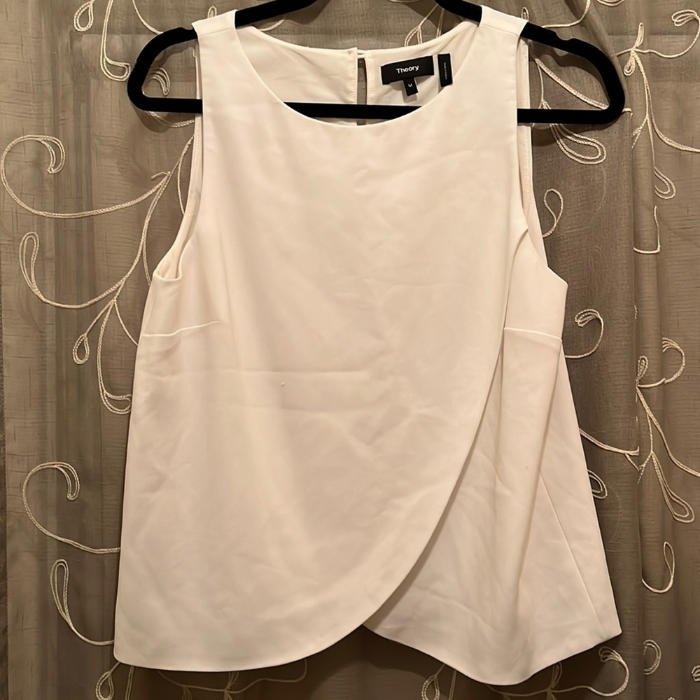 Theory White Sleeveless Overlay Tank Top